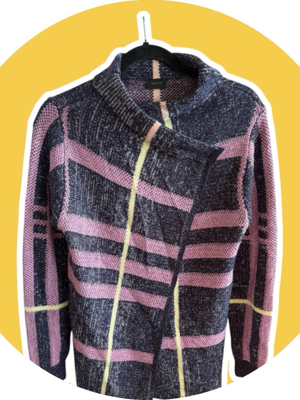 l*space Navy, Pink & Yellow Striped Women's Cardigan